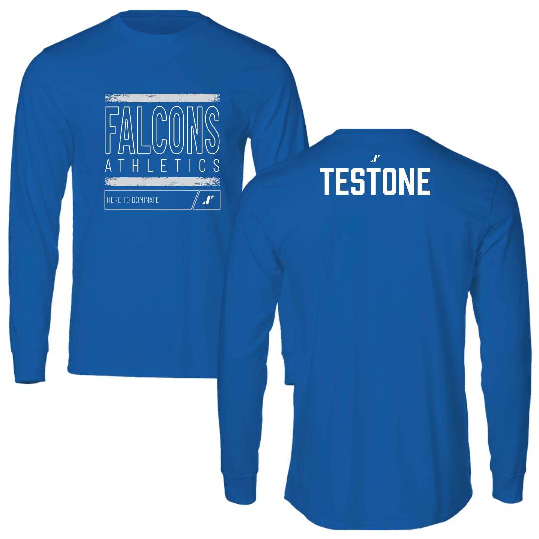 Albertus Magnus College Softball Blue Dominate Long Sleeve - Kylie Testone