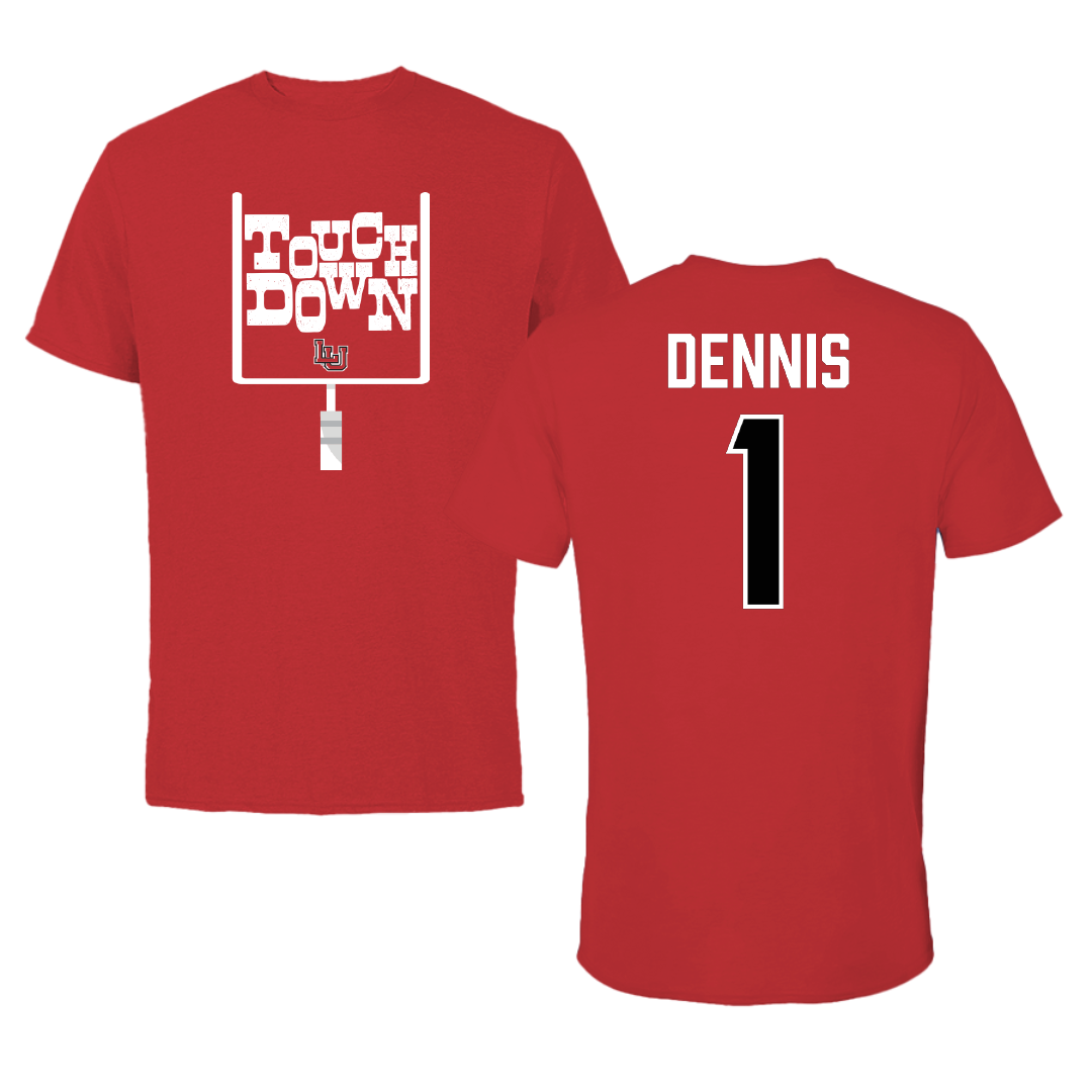 Lamar University Football Red Touchdown Tee - #1 Andre Dennis