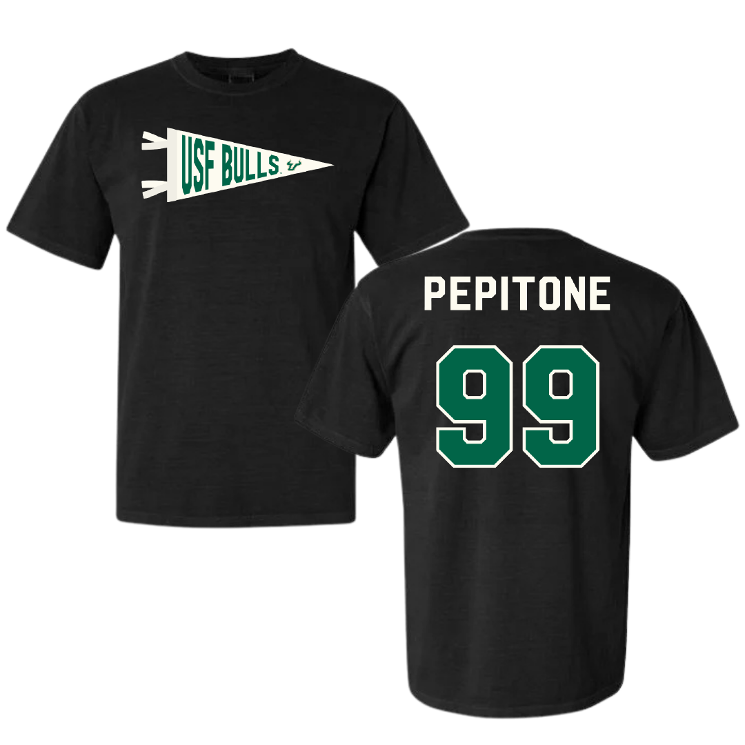University of South Florida Softball Black Pennant Comfort Colors Tee - #99 Alicea Pepitone