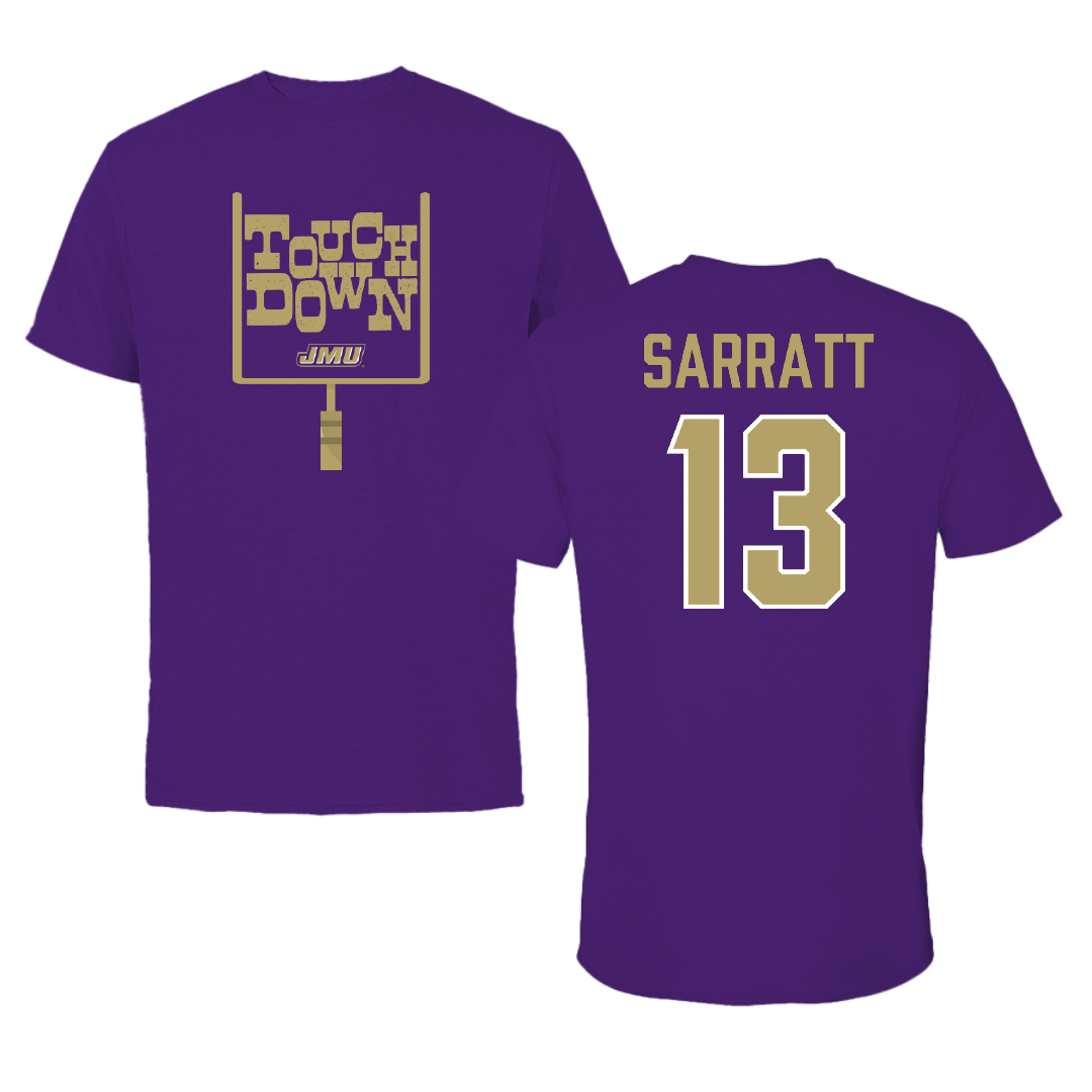 James Madison University Football Purple Touchdown Tee - #13 Elijah Sarratt