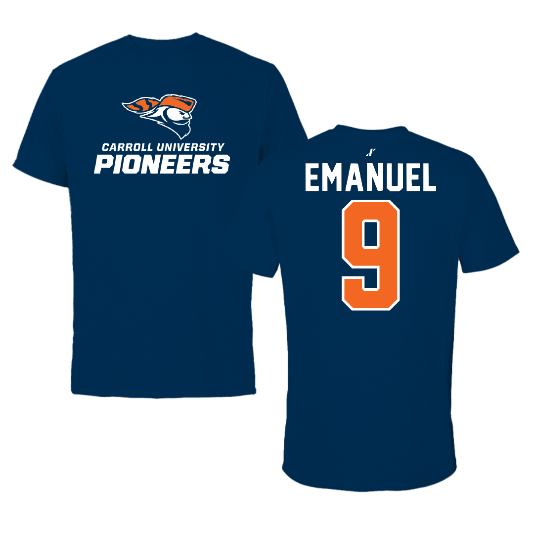 Carroll University Football Navy Tee - #9 Drake Emanuel