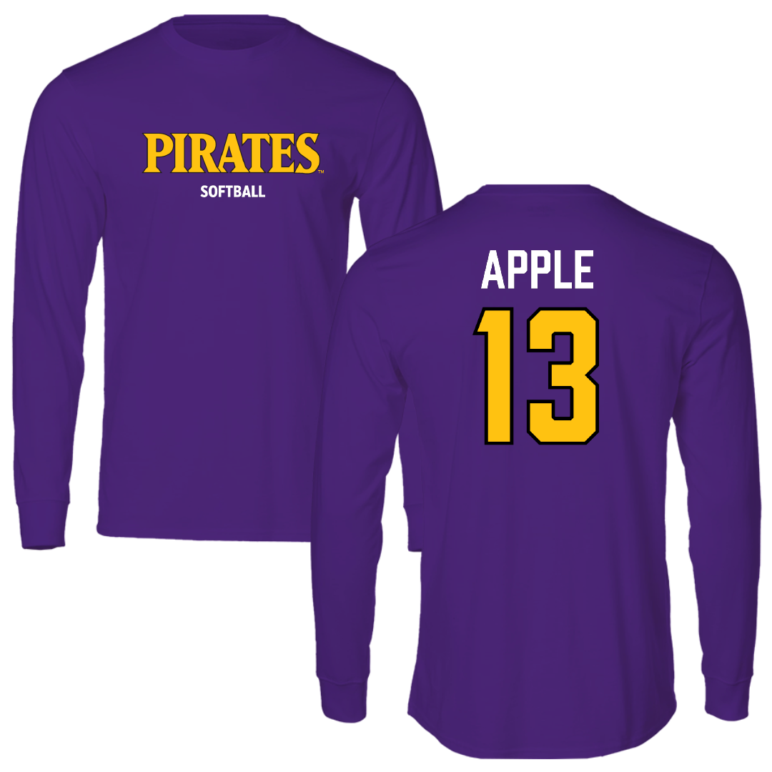 East Carolina University Softball Purple Performance Long Sleeve - #13 Taylor Apple