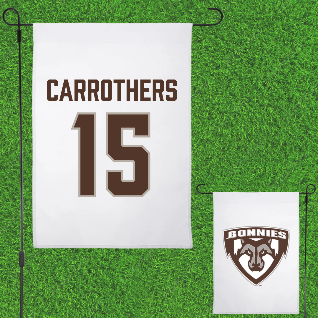 St. Bonaventure University Baseball White Garden Flag - #15 Brian Carrothers