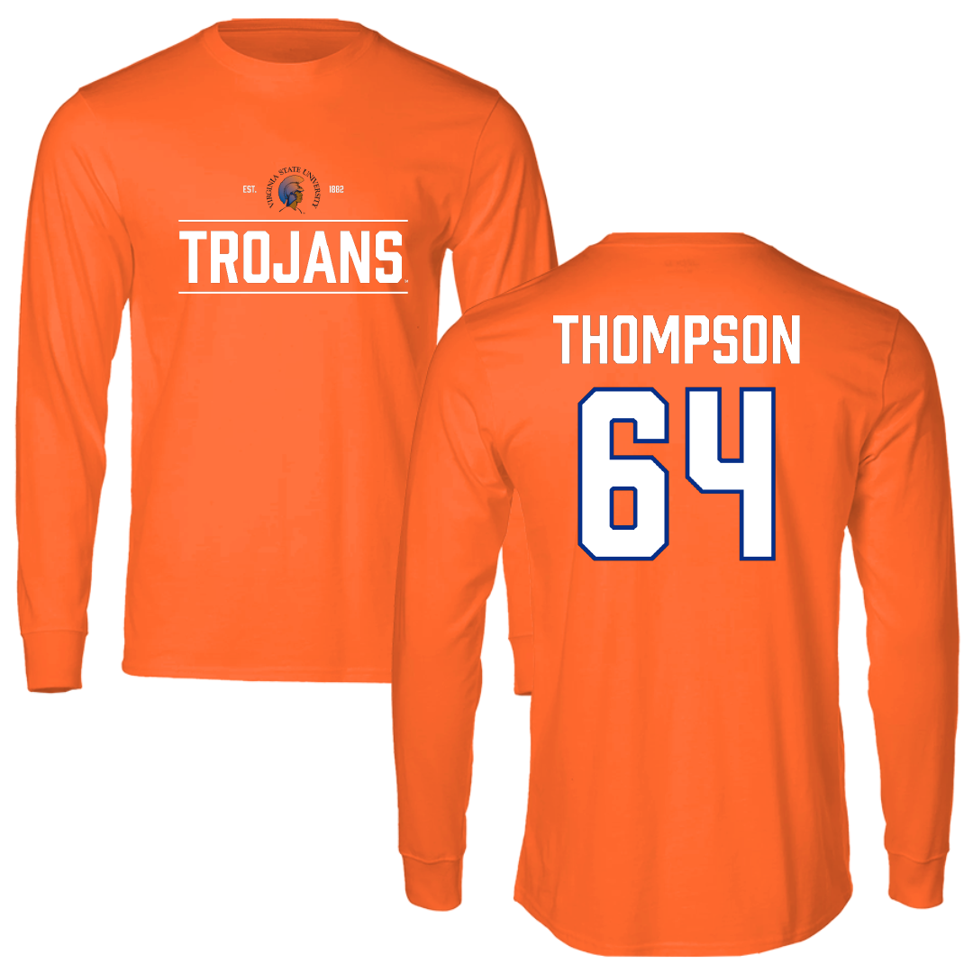 Virginia State University Football Orange General Long Sleeve - #64 Malik Thompson