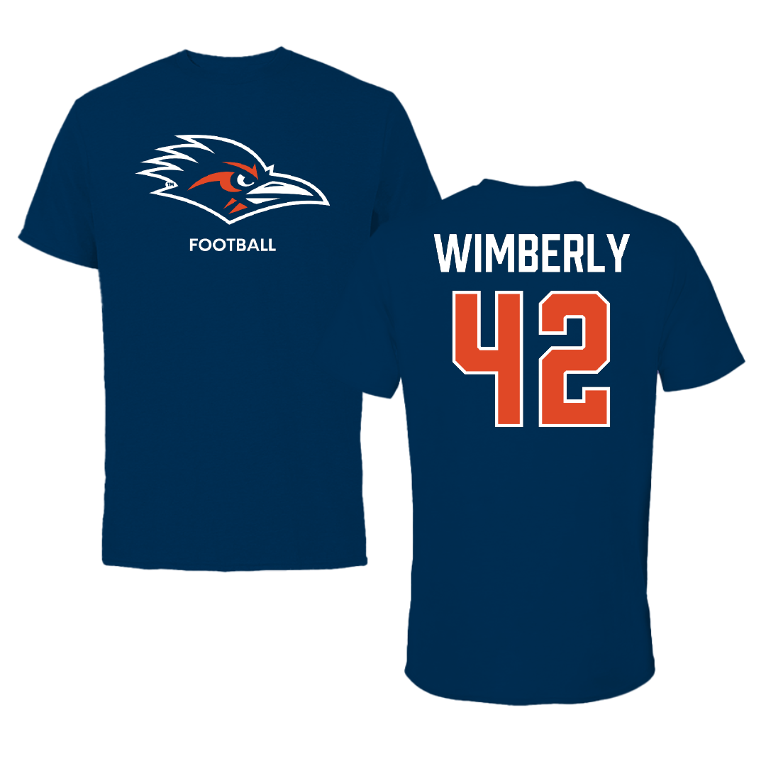University of Texas at San Antonio Football Navy Performance Tee - #42 Daemian Wimberly