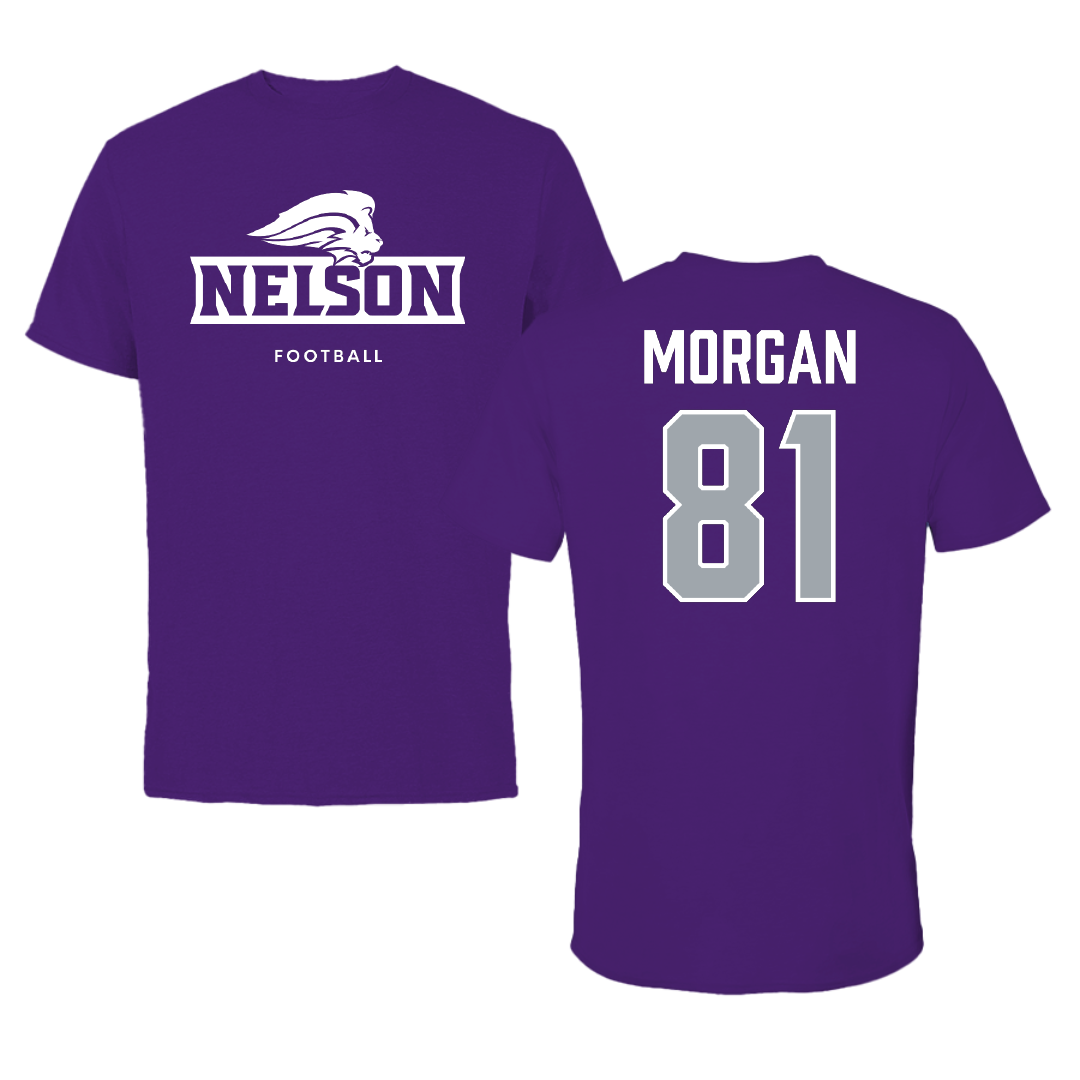 Nelson University Football Purple Tee - #81 Caleb Morgan