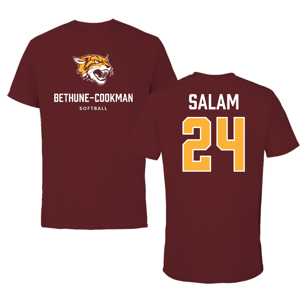 Bethune-Cookman University Softball Maroon Performance Tee - #24 Aminah Salam