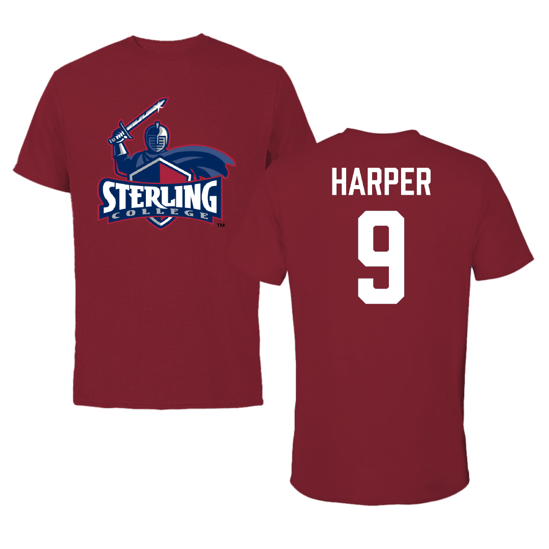 Sterling College Football Cardinal Tee - #9 Jordan Harper