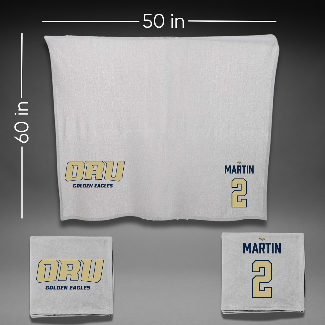 Oral Roberts University Basketball Gray Blanket - #2 Chase Martin