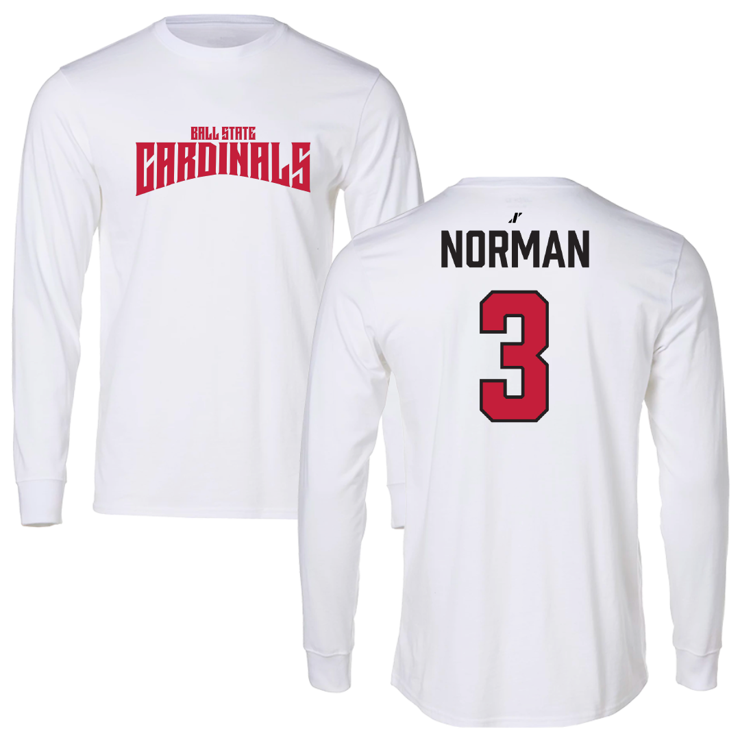 Ball State University Basketball White Classic Performance Long Sleeve - #3 Karsyn Norman