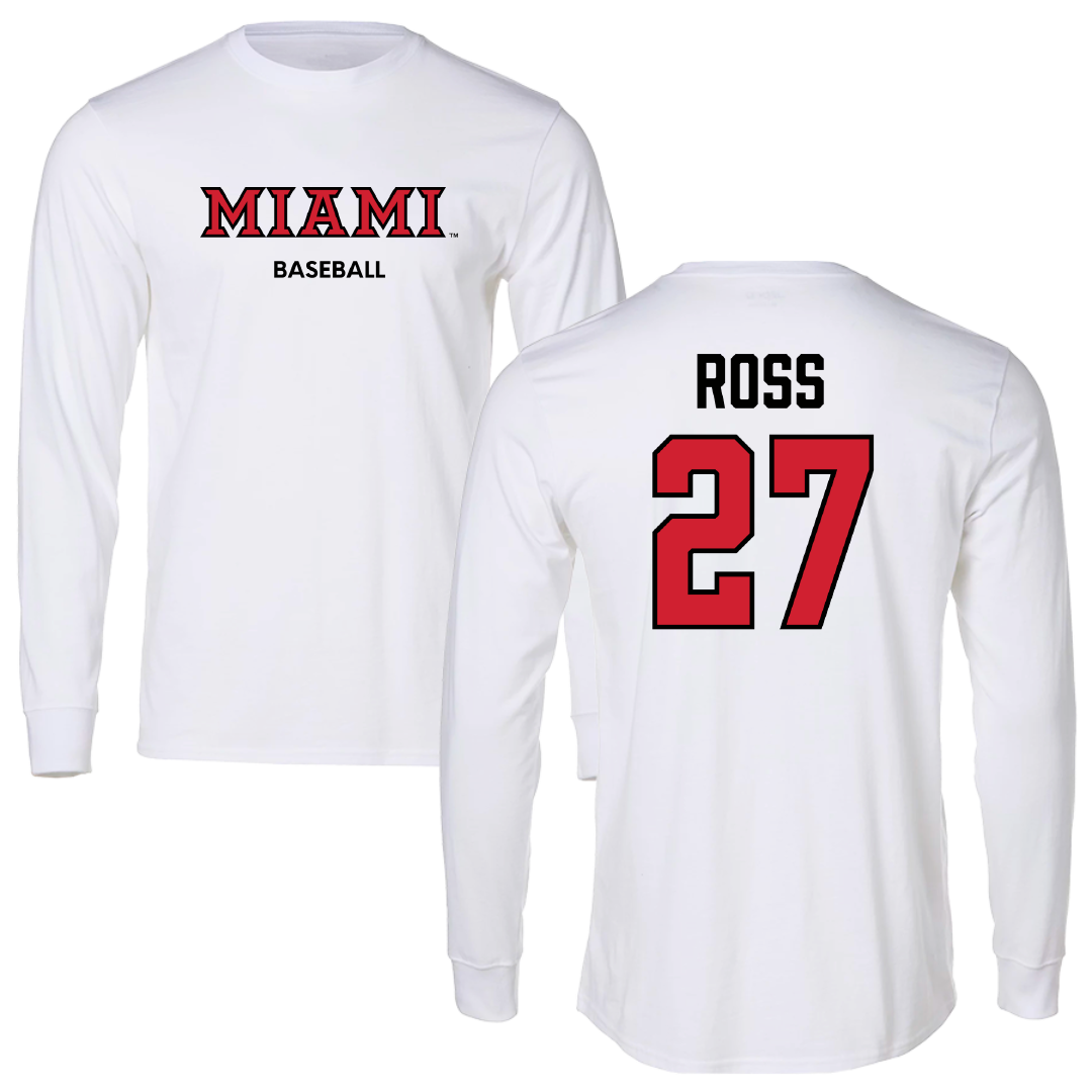 Miami University (Ohio) Baseball White Long Sleeve - #27 Luke Ross