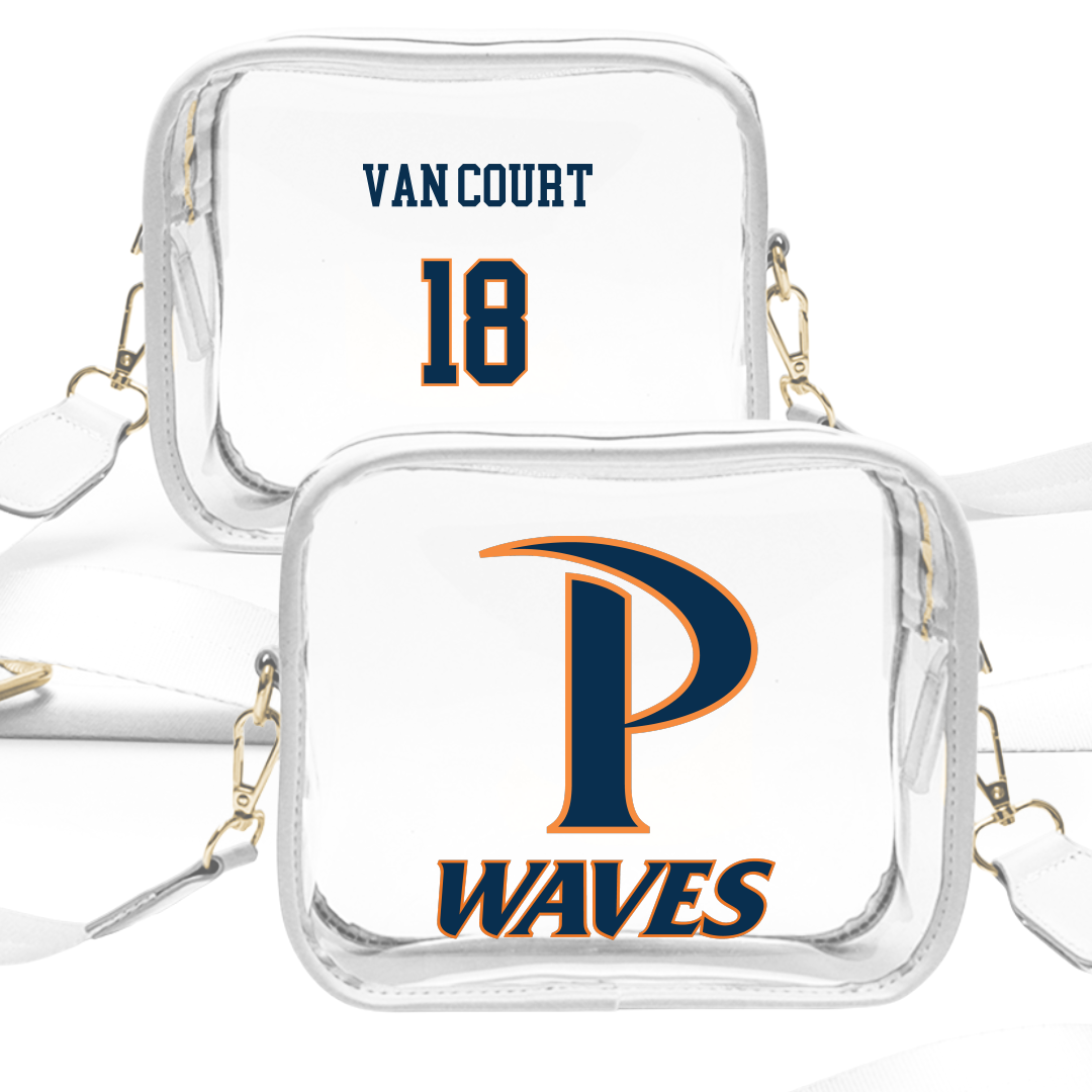 Pepperdine University Baseball White Clear Stadium Bag - #18 Drew Van Court