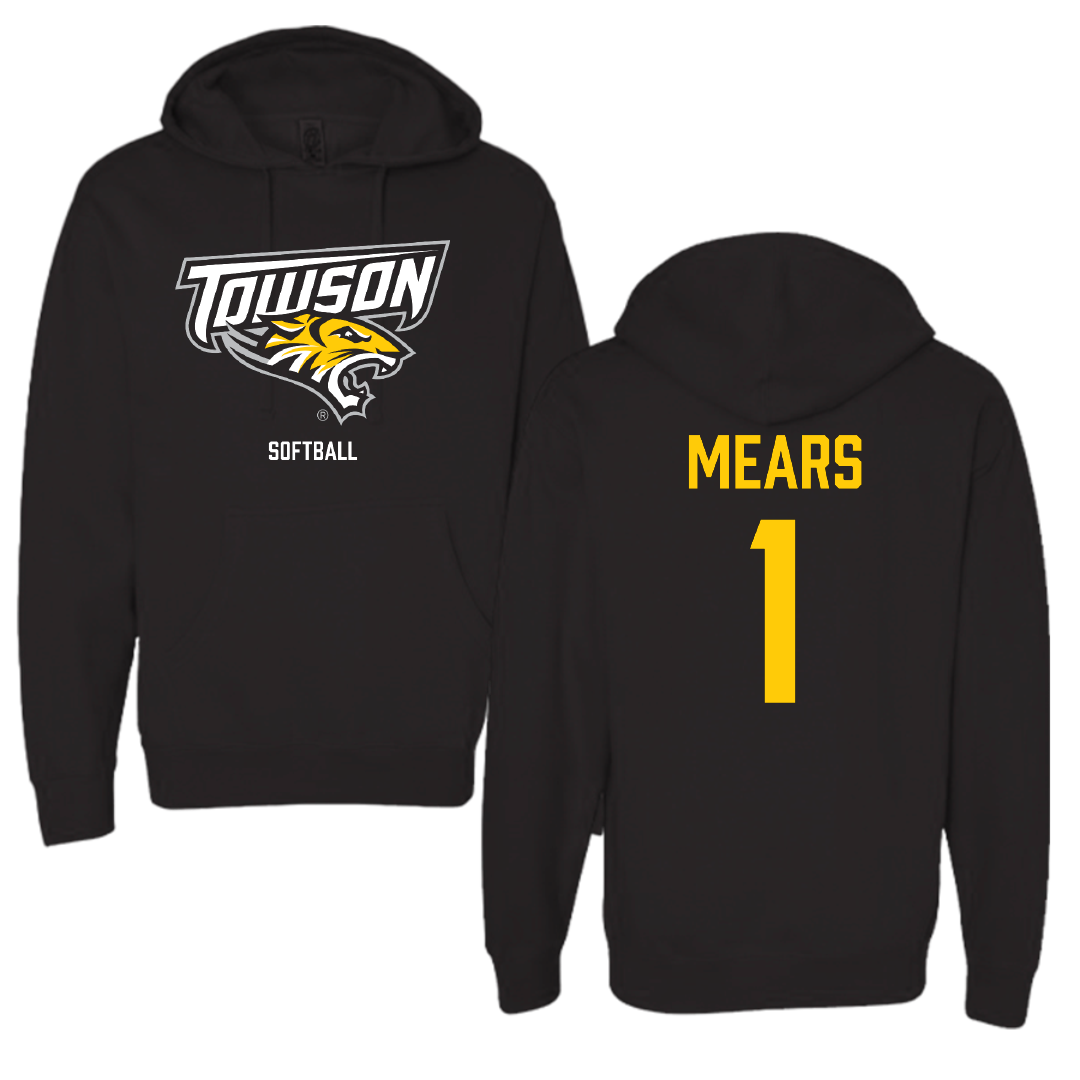 Towson University Softball Black Hoodie - #1 Leah Mears