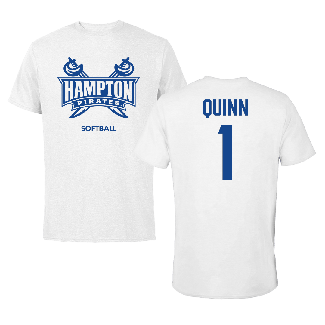 Hampton University Softball White Performance Tee - #1 Kylee Quinn