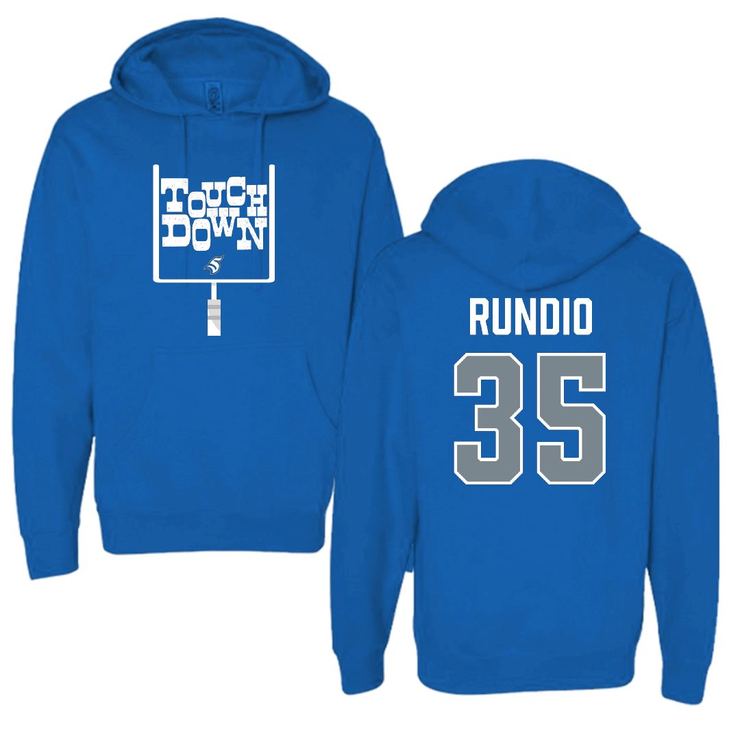 Thomas More University Football Blue Touchdown Hoodie - #35 Braxton Rundio