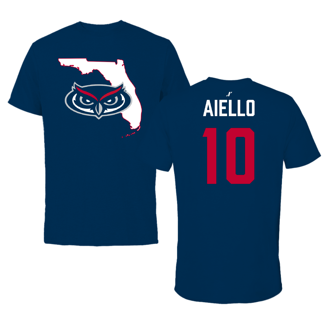 Florida Atlantic University Soccer (M) Navy State Performance Tee - #10 Francesco Aiello