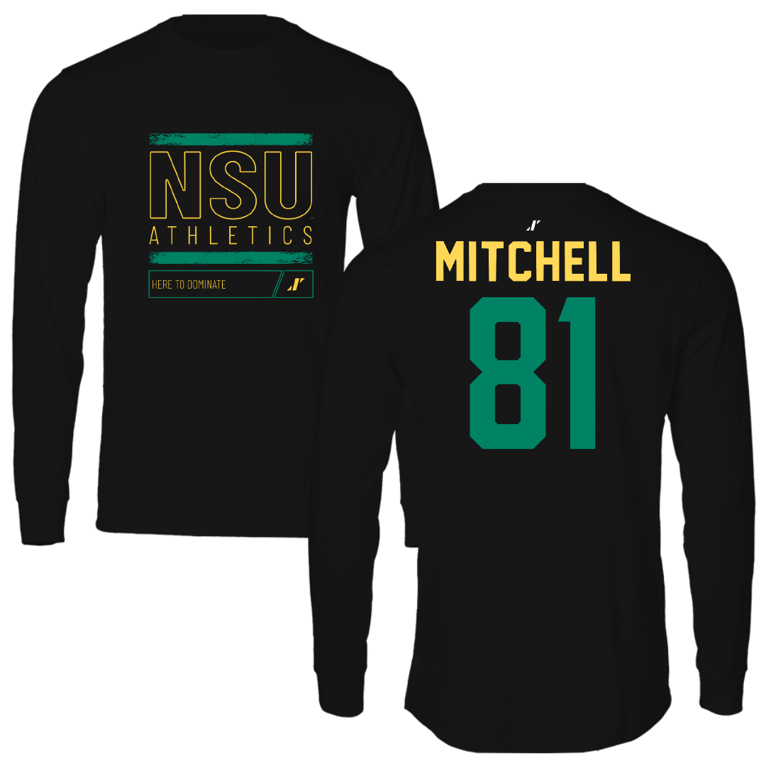 Norfolk State University Football Black Dominate Performance Long Sleeve - #81 Elyjah Mitchell