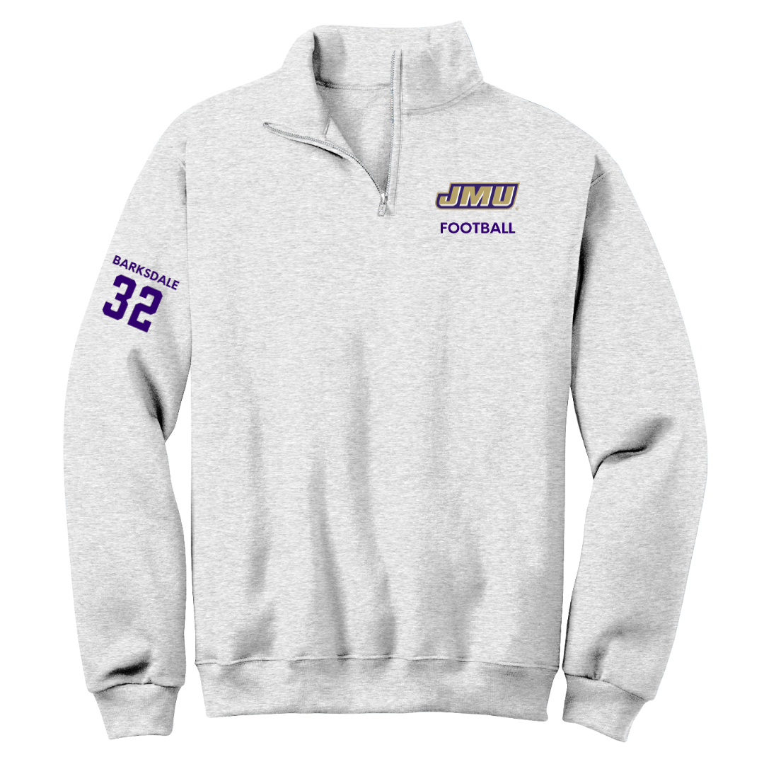 James Madison University Football Light Gray Quarter-Zip - #32 DJ Barksdale