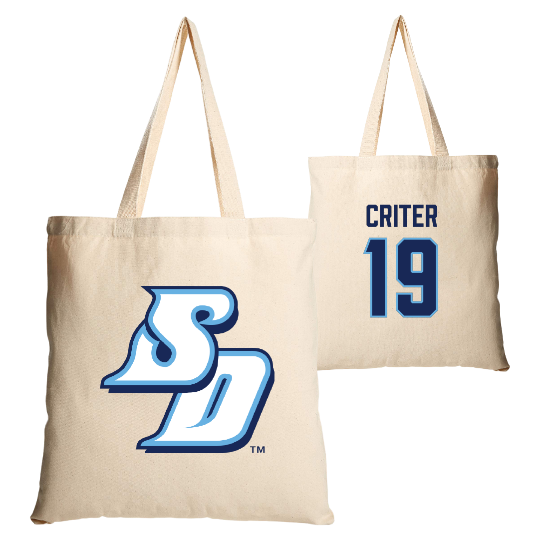 University of San Diego Football Tan Canvas Tote Bag - #19 Adam Criter