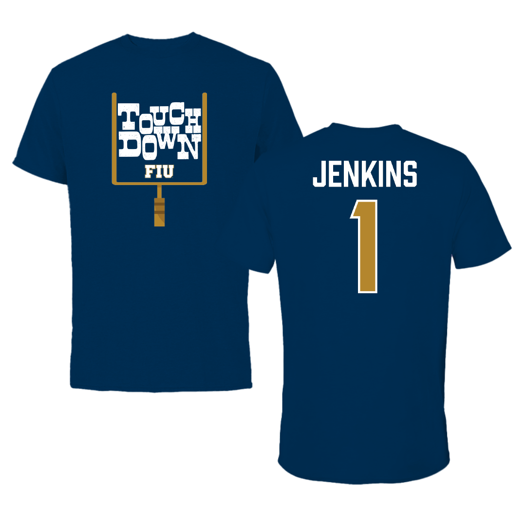Florida International University Football Navy Touchdown Tee - #1 Keyone Jenkins