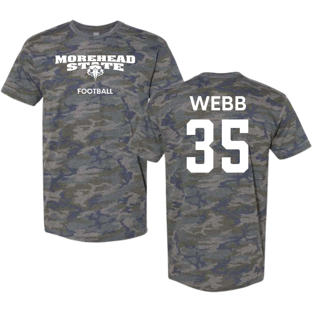 Morehead State University Football Vintage Camo Tee - #35 Sidney Webb
