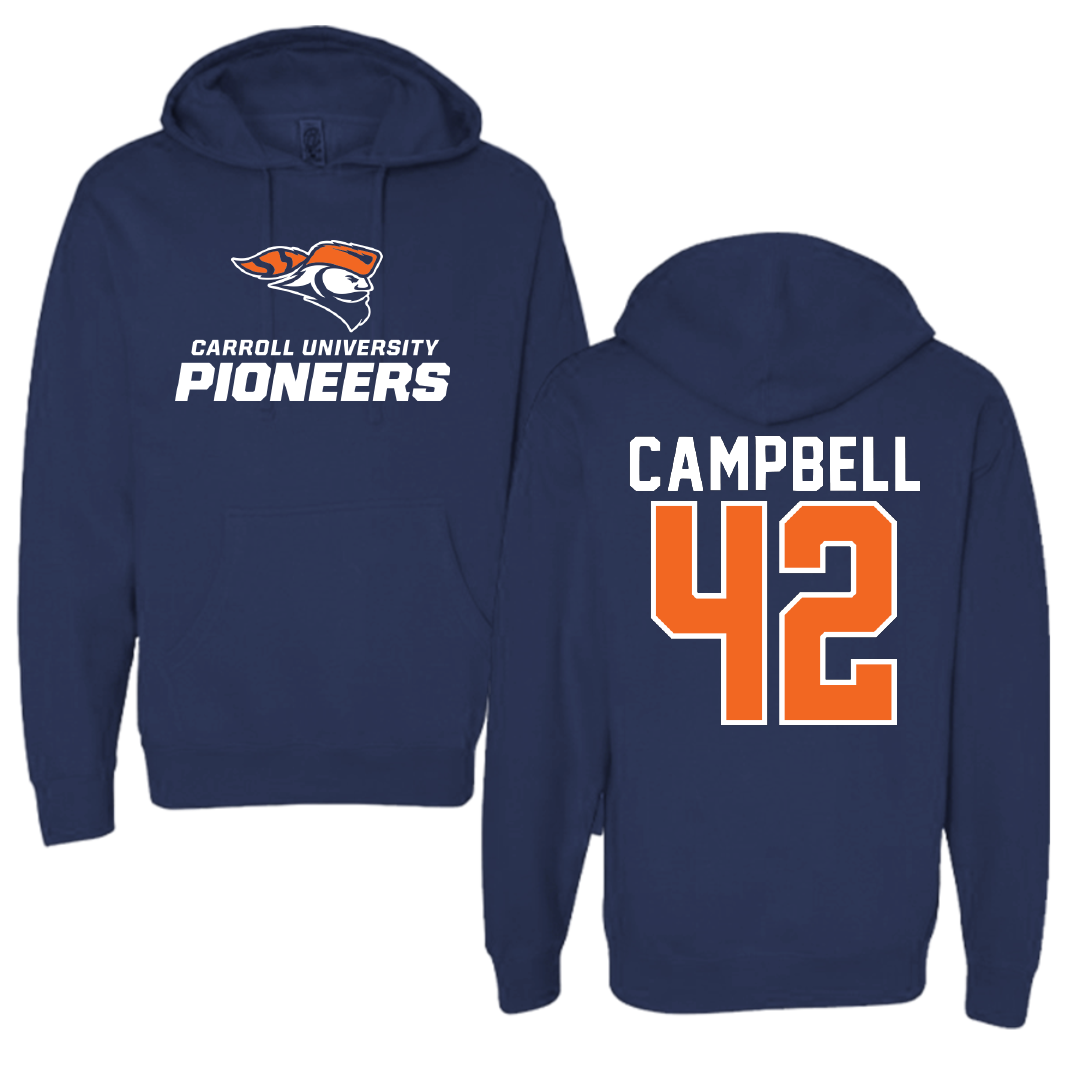 Carroll University Football Navy Hoodie - #42 Will Campbell