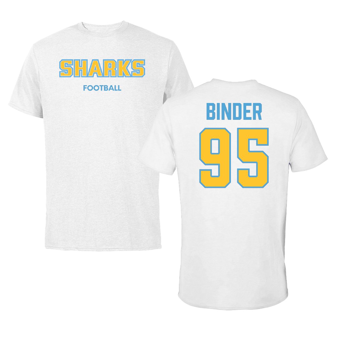 Long Island University Football White Sharks Tee - #95 Carson Binder