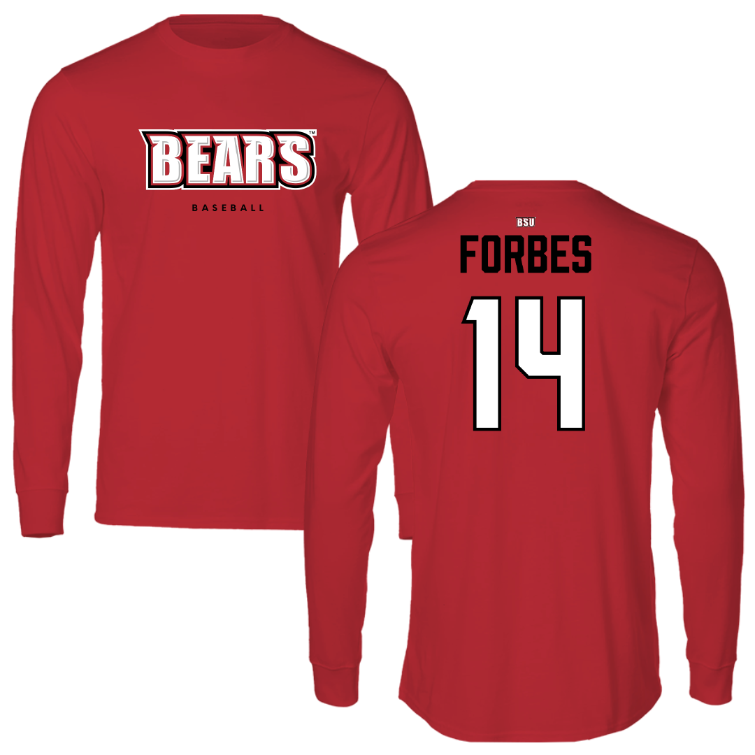 Bridgewater State University Baseball Red Long Sleeve - #14 Deshaughn Forbes