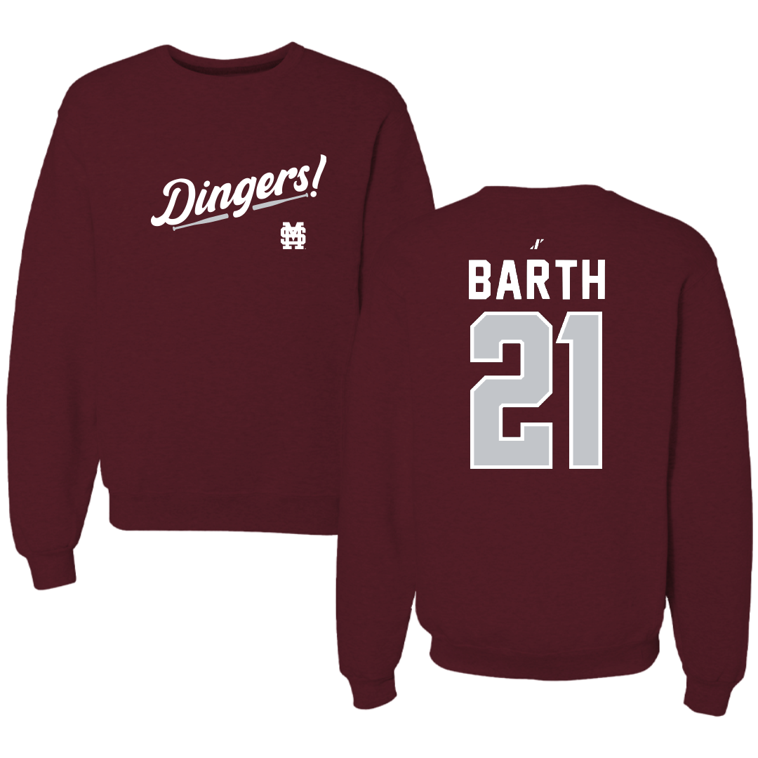 Mississippi State University Baseball Maroon Dingers Crewneck - #21 Conner Barth