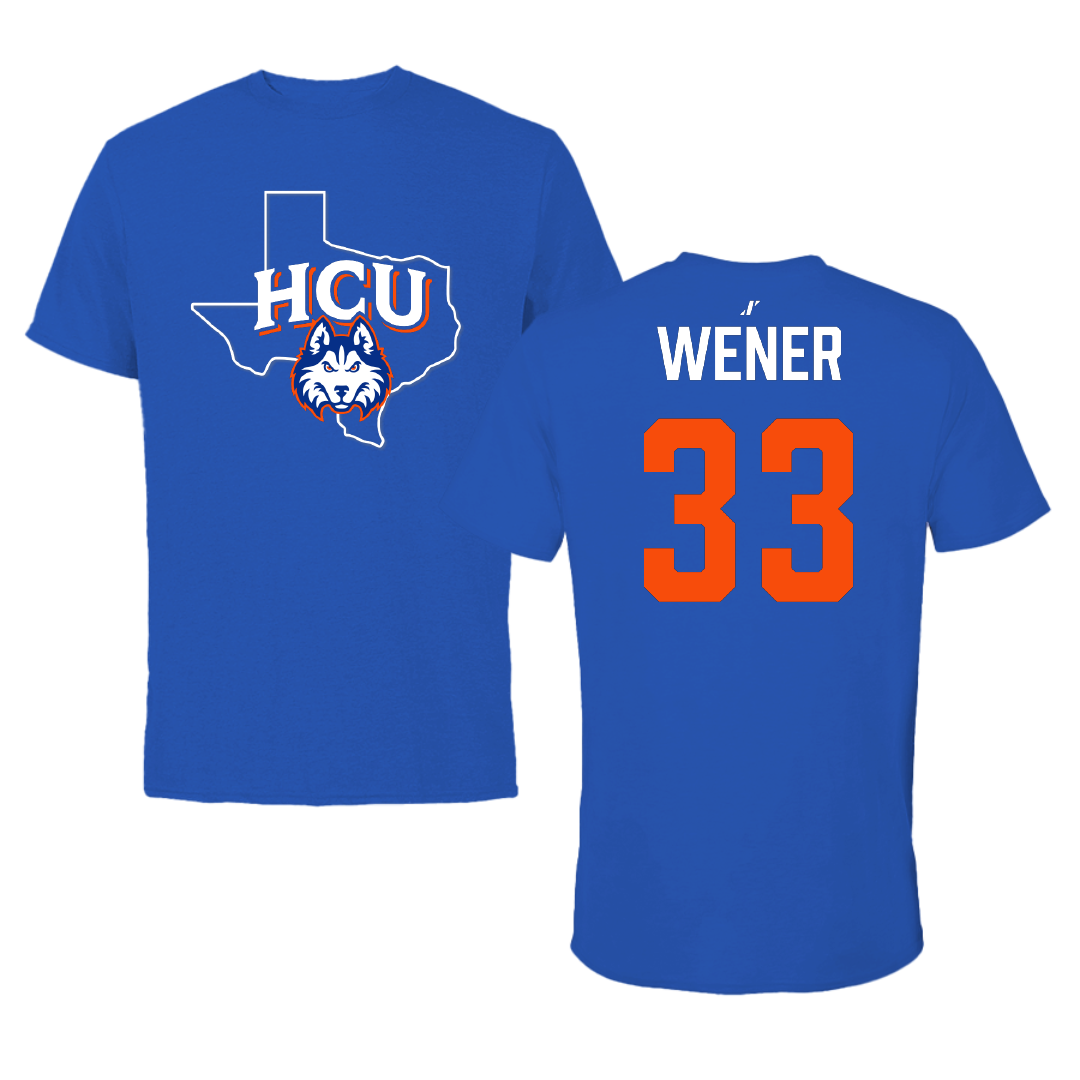 Houston Christian University Basketball Blue State Tee - #33 Gabrielle Wener
