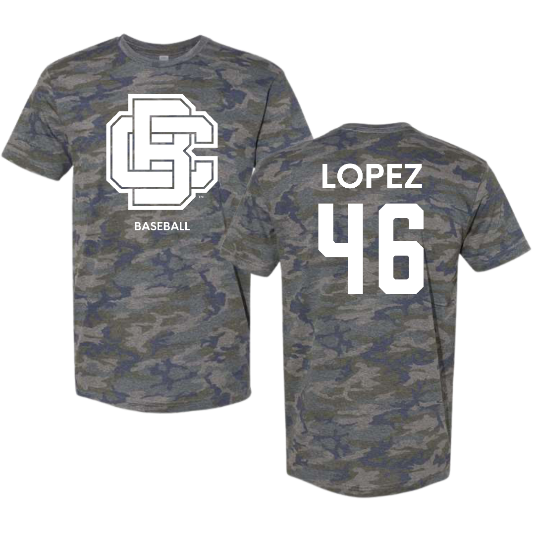 Bethune-Cookman University Baseball Vintage Camo Tee - #46 Cesar Lopez