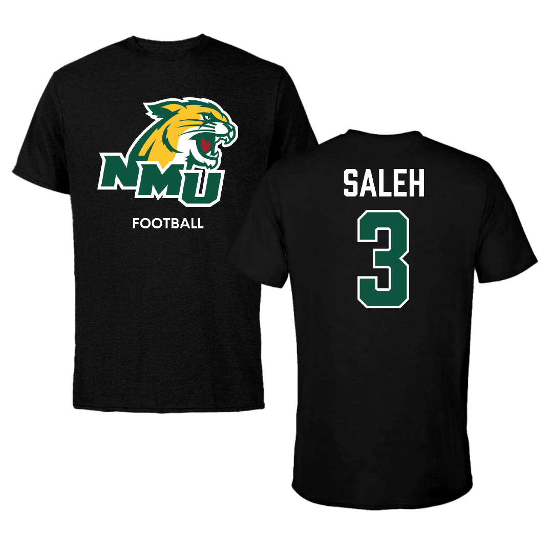 Northern Michigan University Football Black Performance Tee - #3 Adam Saleh