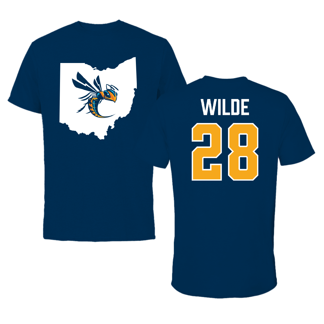 Cedarville University Baseball Navy State Performance Tee - #28 Kaden Wilde