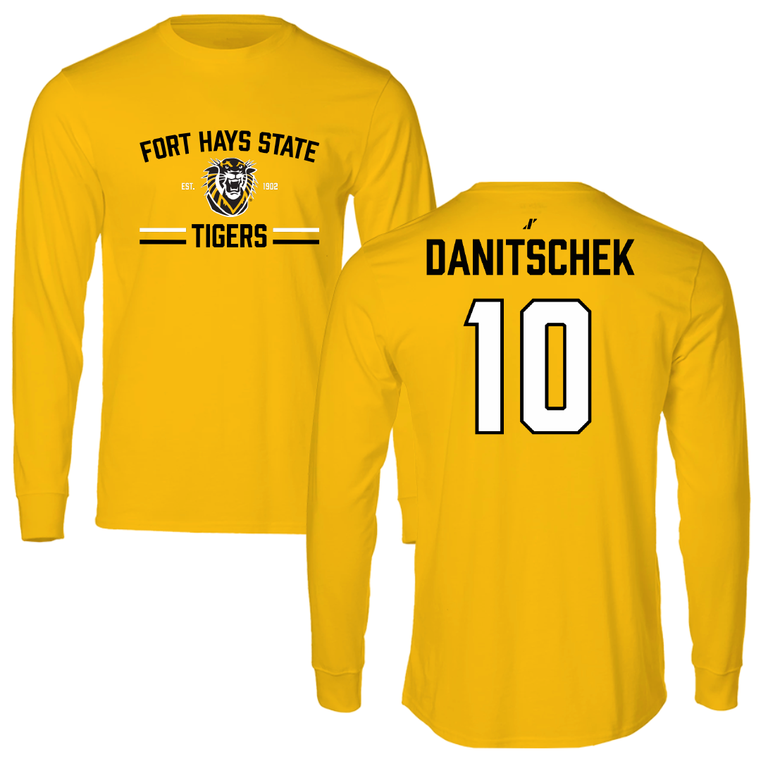 Fort Hays State University Basketball (M) Gold General Performance Long Sleeve - #10 Blake Danitschek