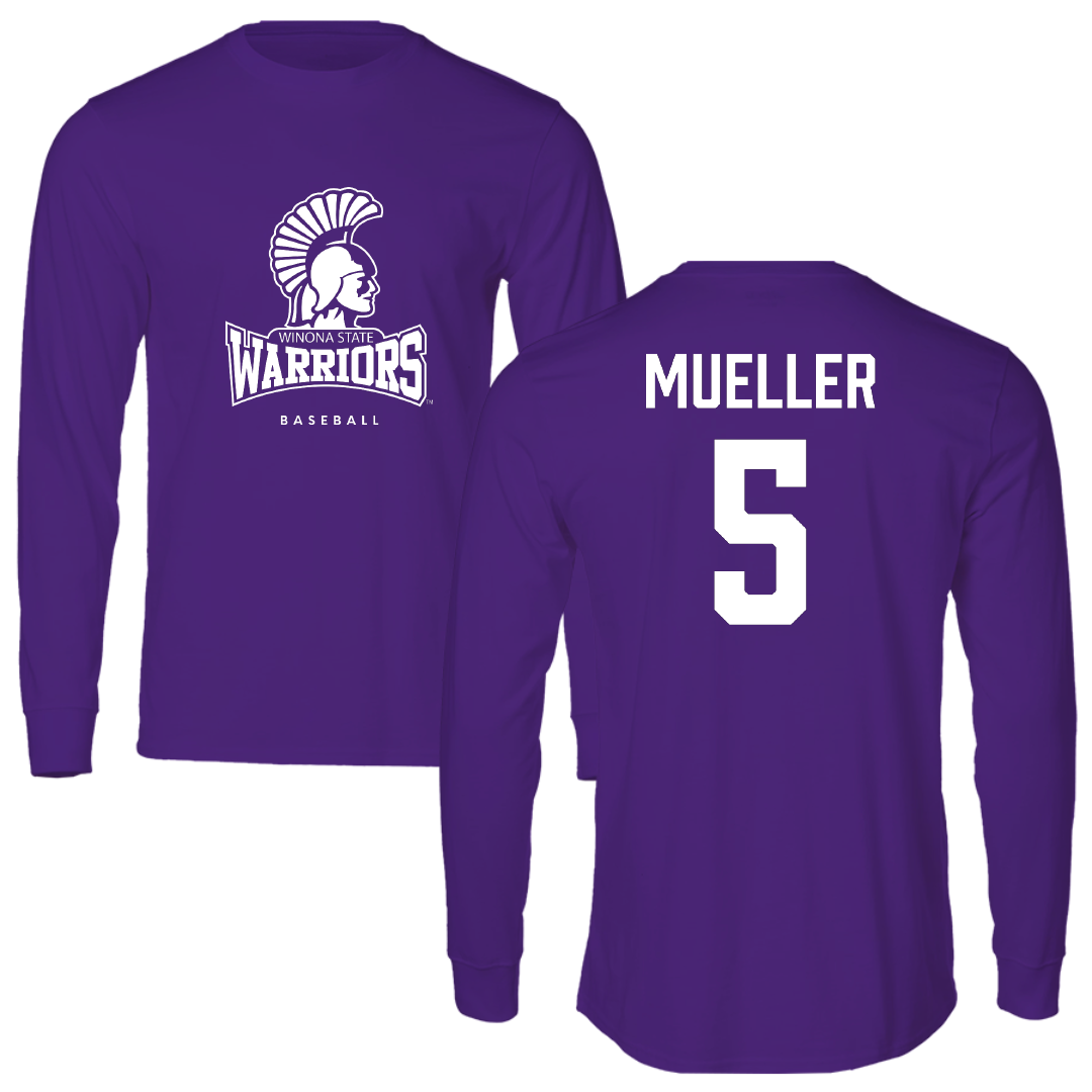 Winona State University Baseball Purple Performance Long Sleeve - #5 Cayden Mueller