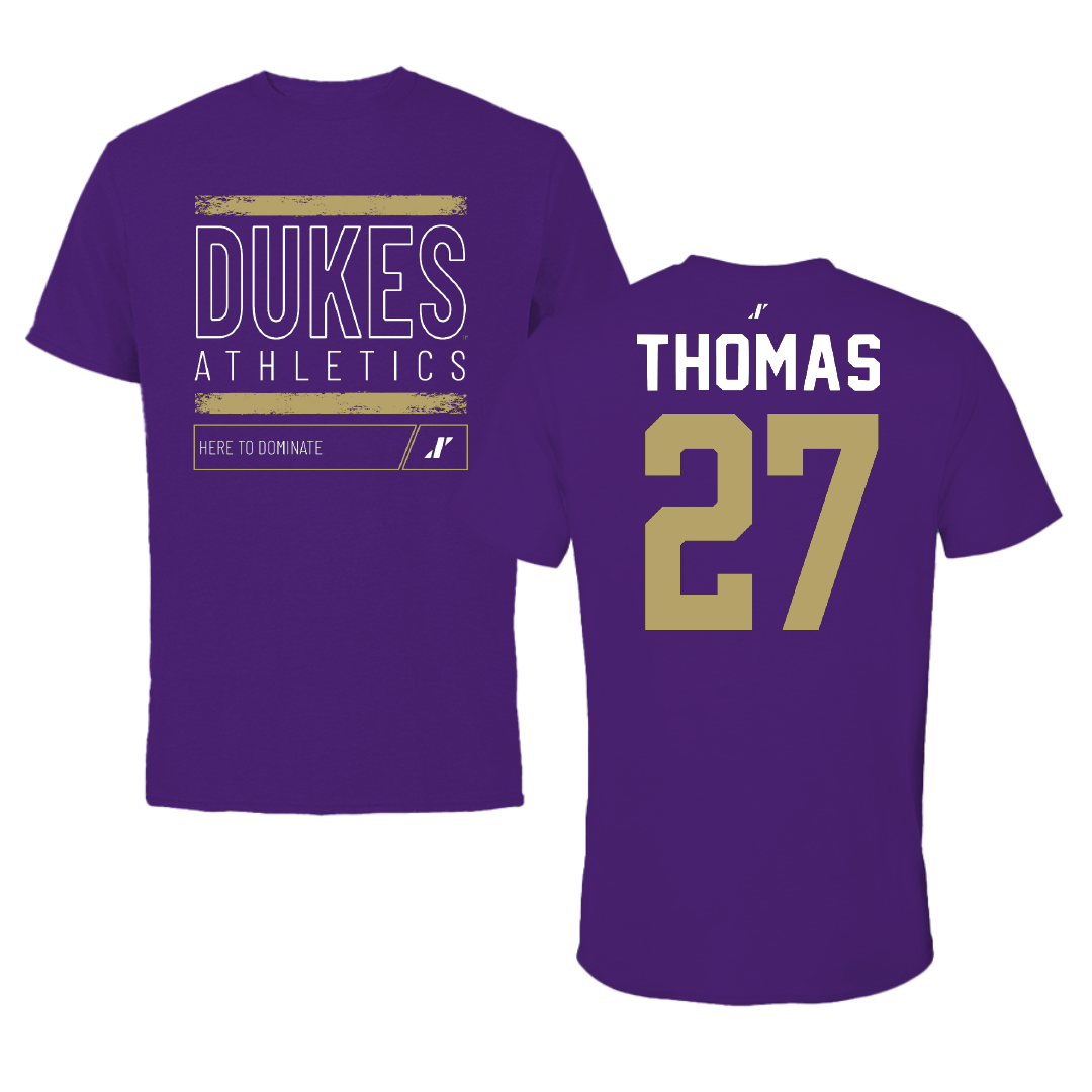 James Madison University Football Purple Dominate Performance Tee - #27 Jacob Thomas