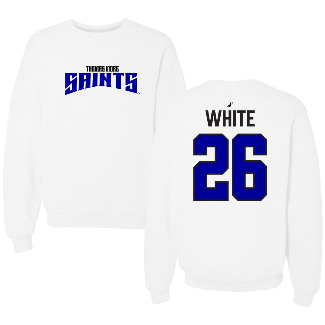 Thomas More University Lacrosse White Classic Crewneck - #26 Whitney White