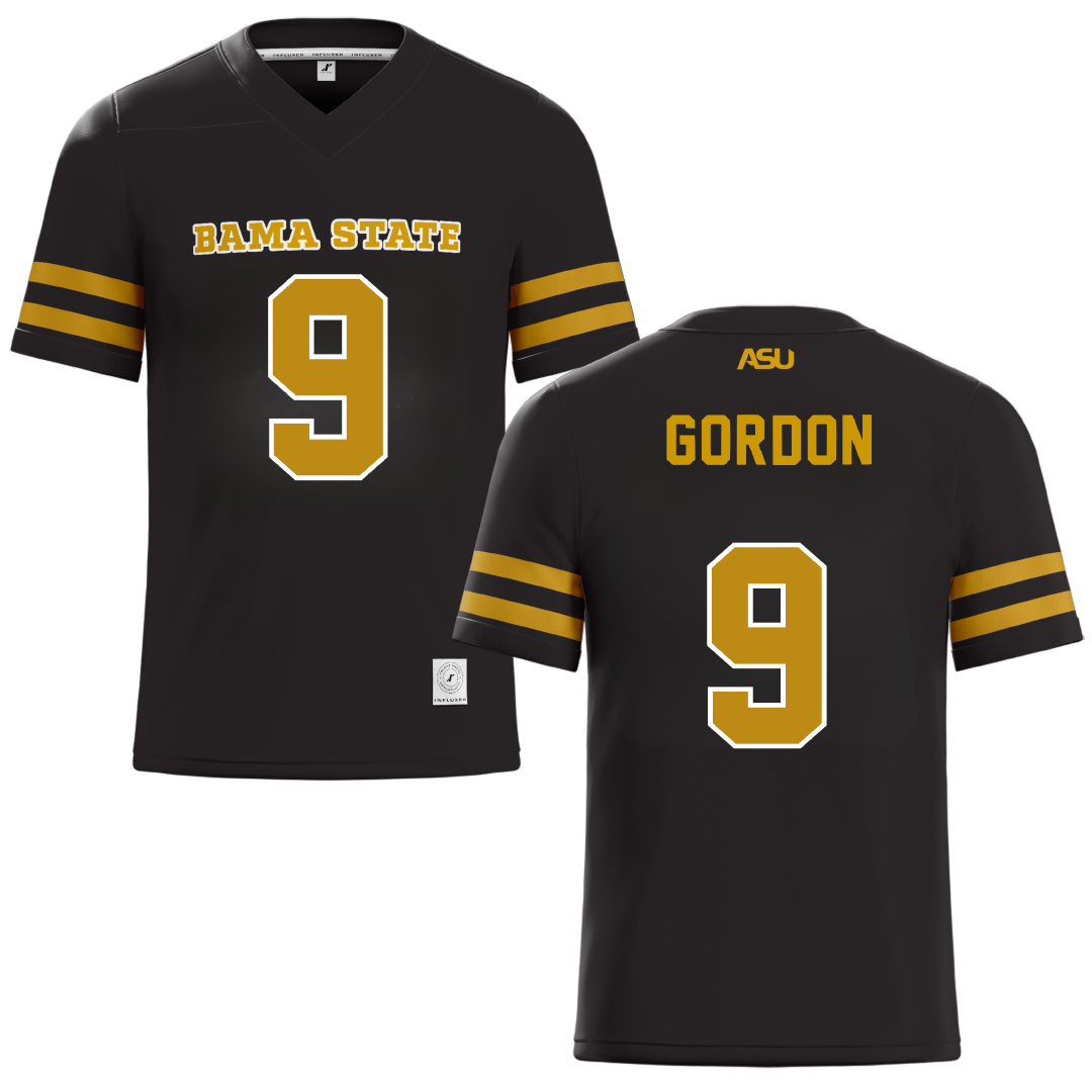Alabama State University Black Football Jersey - #9 Cameron Gordon