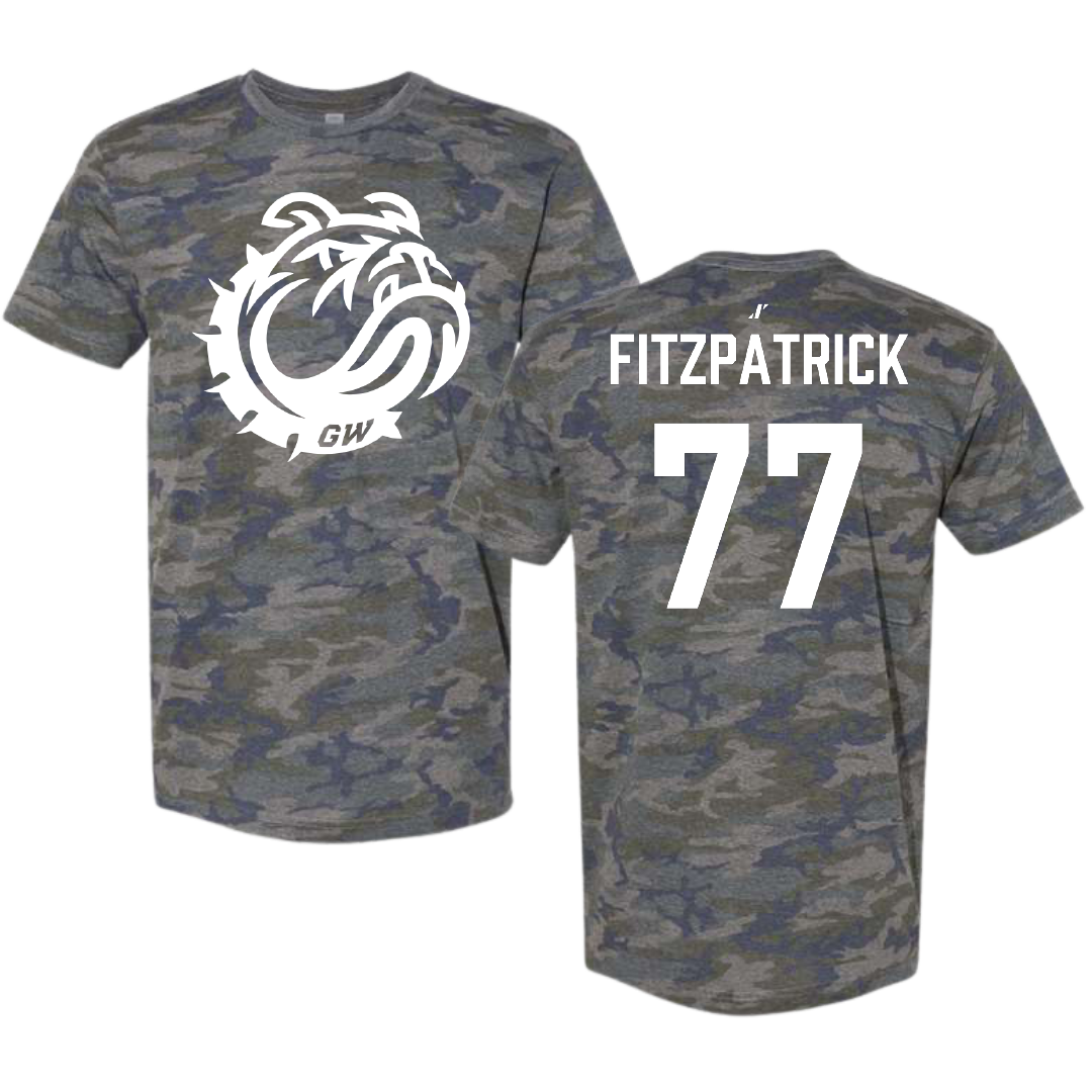 Gardner-Webb University Football Vintage Camo Tee - #77 Will Fitzpatrick