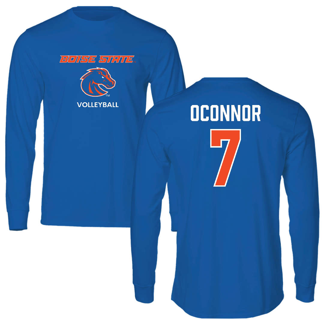 Boise State University Volleyball (W) Blue Performance Long Sleeve - #7 Bridey OConnor