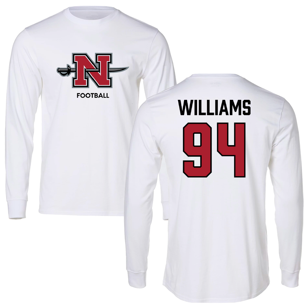 Nicholls State University Football White Performance Long Sleeve - #94 Nick Williams