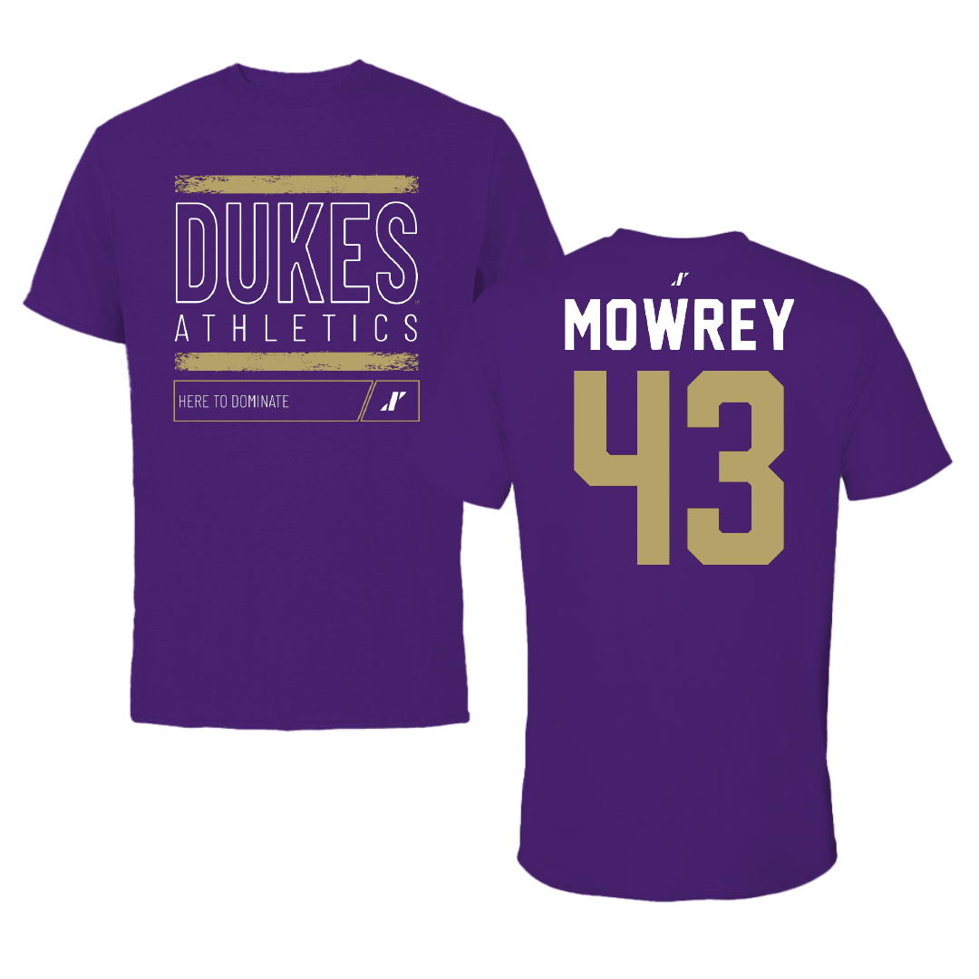 James Madison University Football Purple Dominate Performance Tee - #43 Jack Mowrey