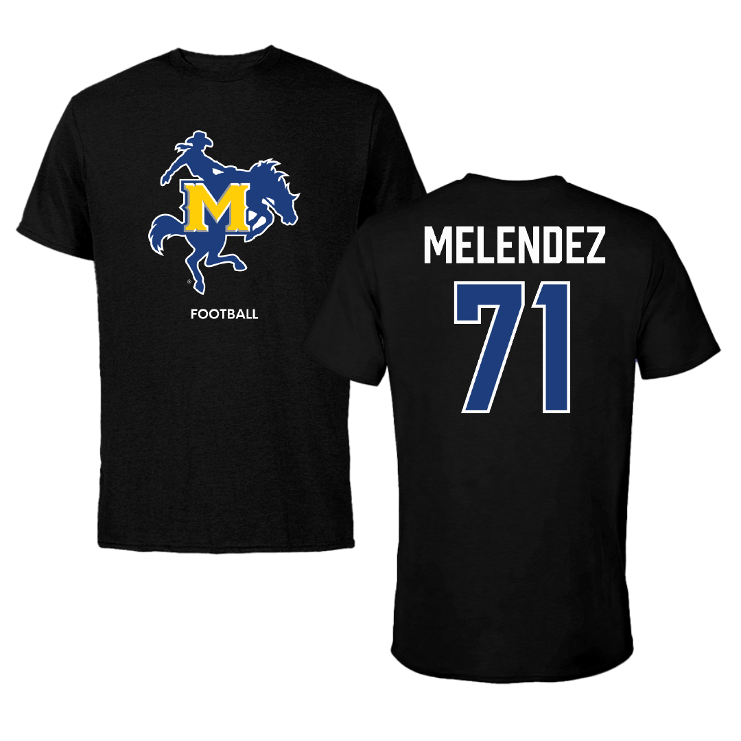 McNeese State University Football Black Performance Tee - #71 Elijah Melendez