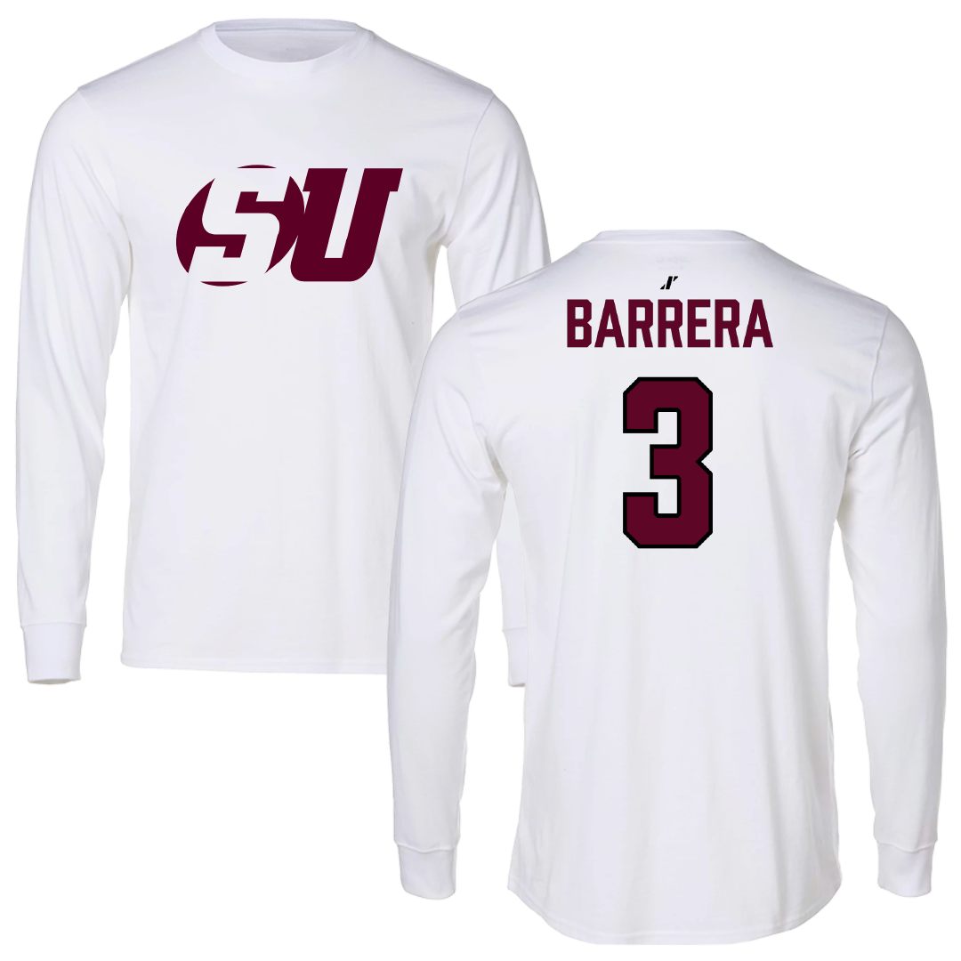Schreiner University Baseball White Performance Long Sleeve - #3 Nate Barrera