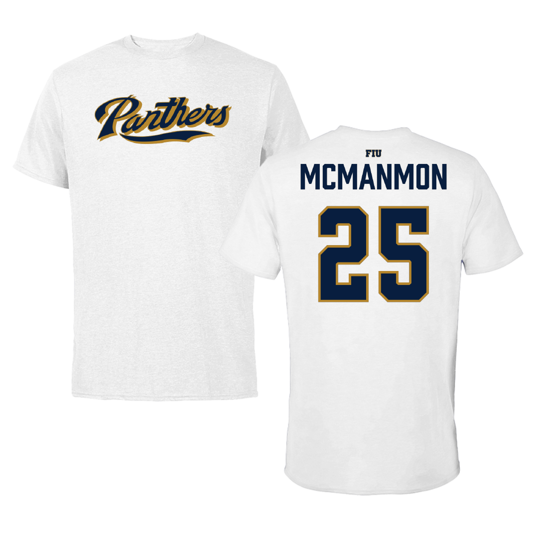 Florida International University Baseball White Tee - #25 Quin Mcmanmon