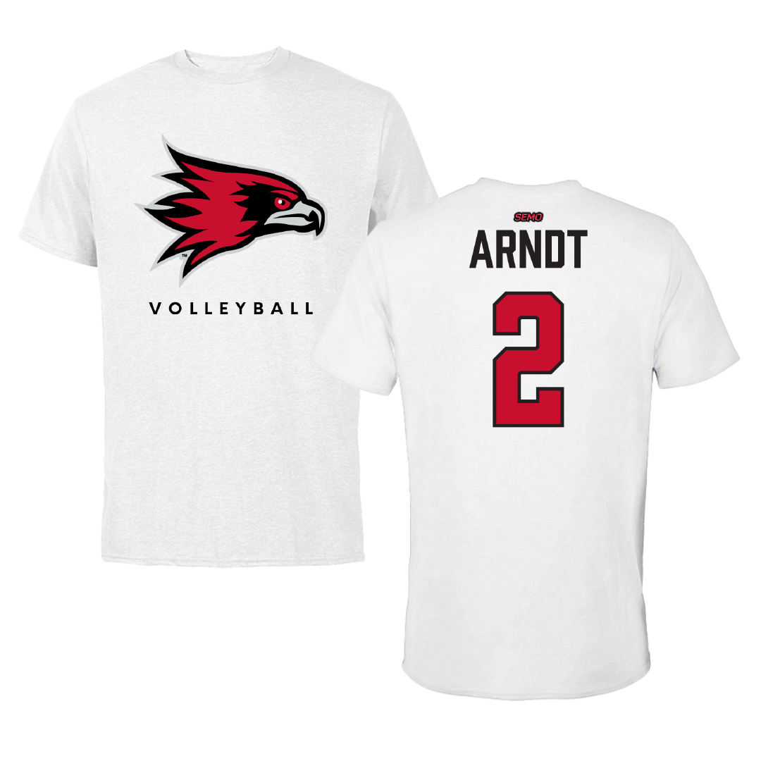 Southeast Missouri State University Volleyball White Performance Tee - #2 Lucy Arndt