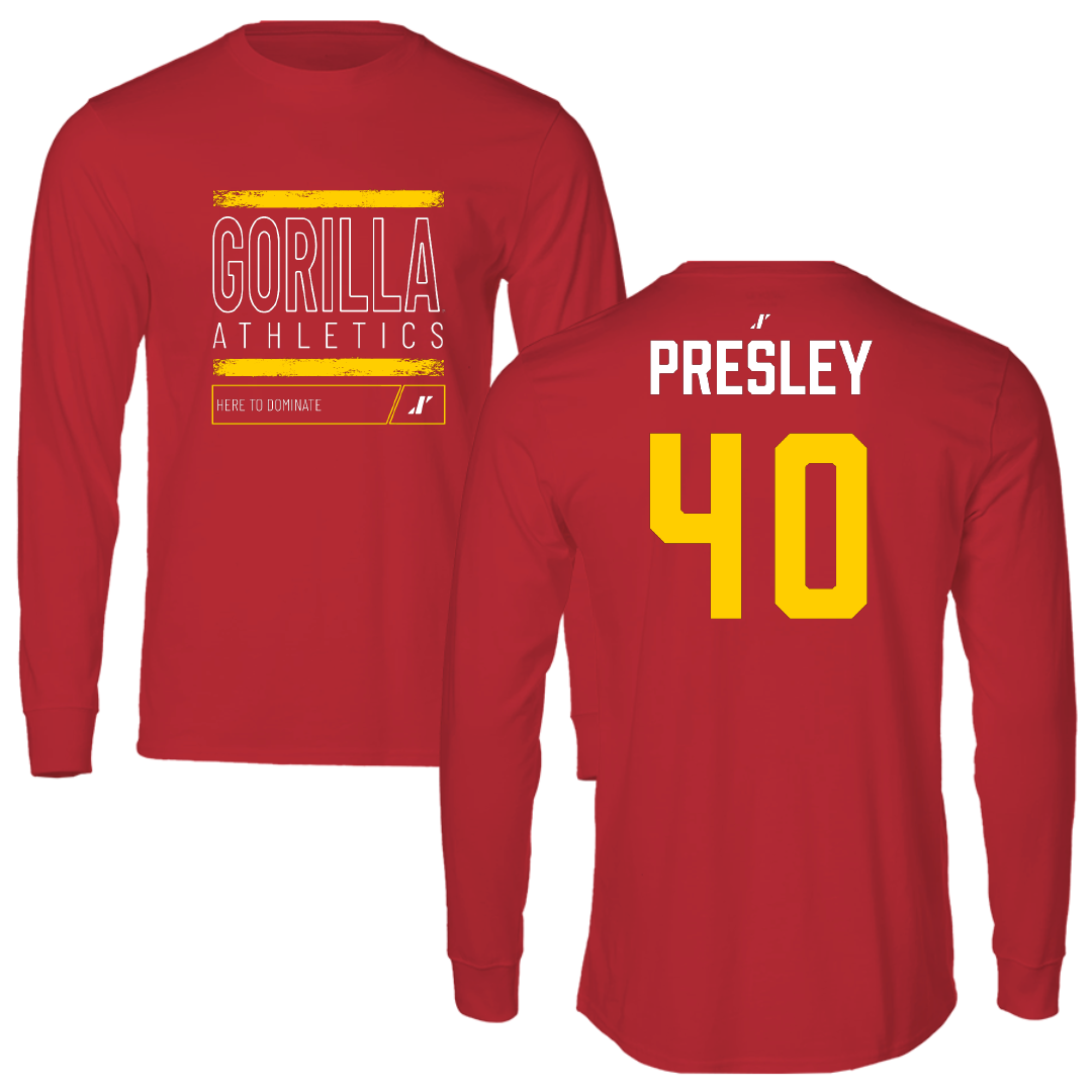 Pittsburg State University Football Red Dominate Performance Long Sleeve - #40 Kason Presley