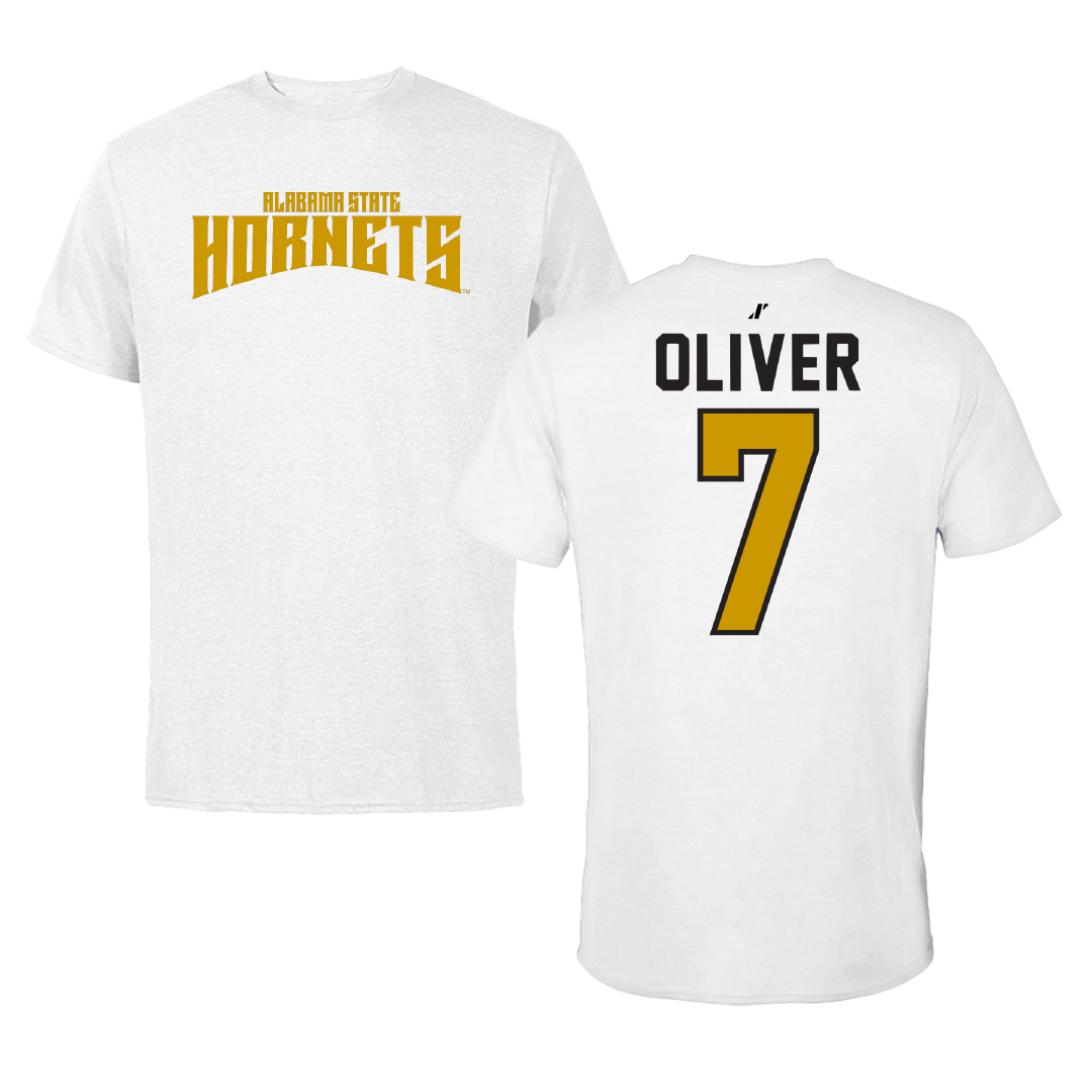 Alabama State University Flag Football White Classic Tee - #7 Janiyah Oliver