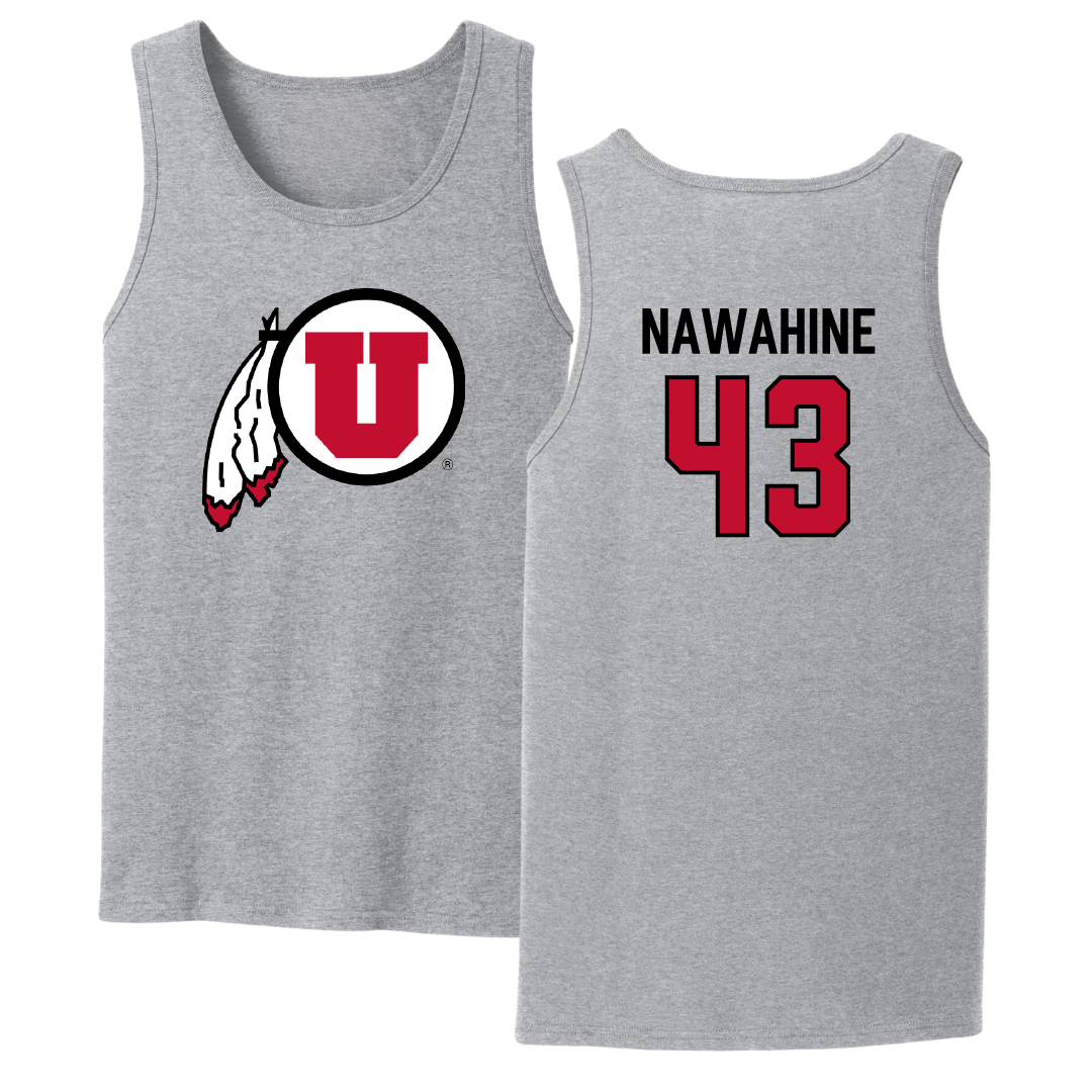 University of Utah Football Sport Gray Tank Top - #43 Gavin Nawahine