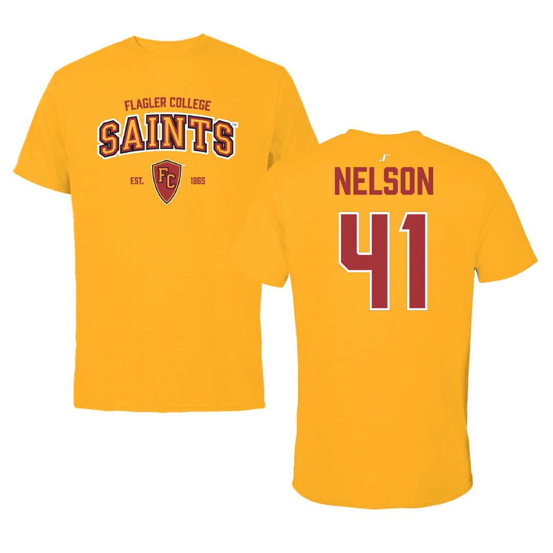 Flagler College Lacrosse Gold General Performance Tee - #41 Mekai Nelson